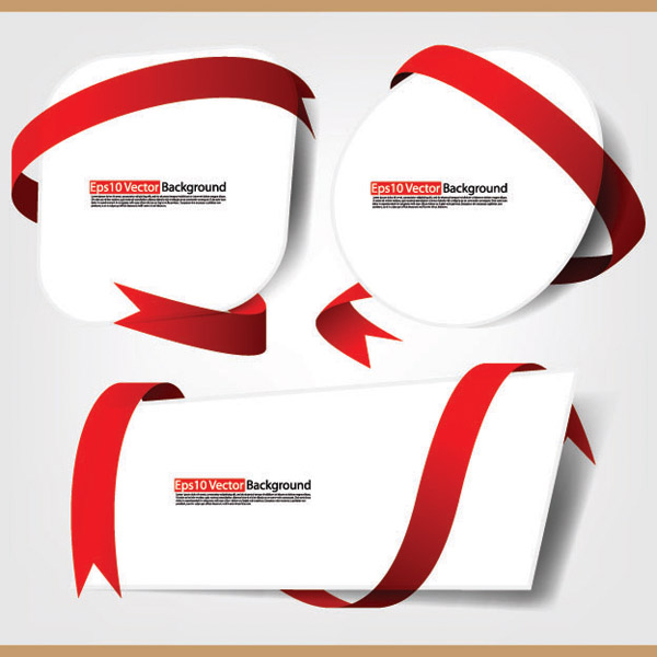 free vector Red ribbon and cardboard vector 3